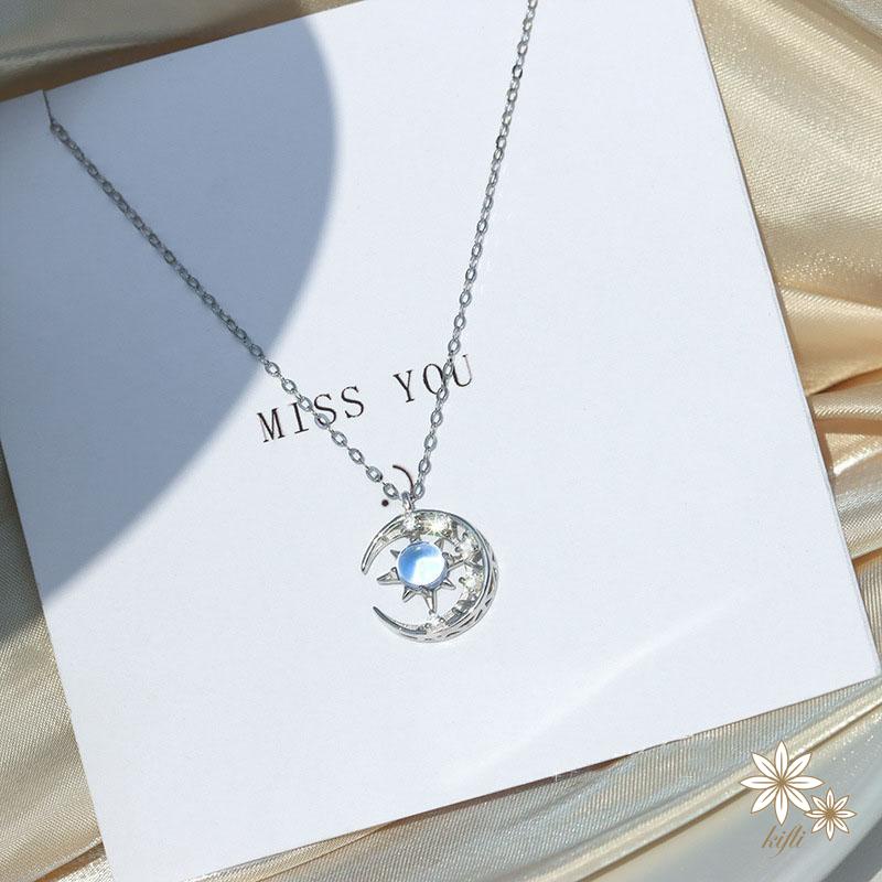 🌸Vòng cổ Mặt Trăng Và Ngôi Sao Màu Xanh Dương Đơn Giản Phong Cách Hàn Quốc Cho Nữ