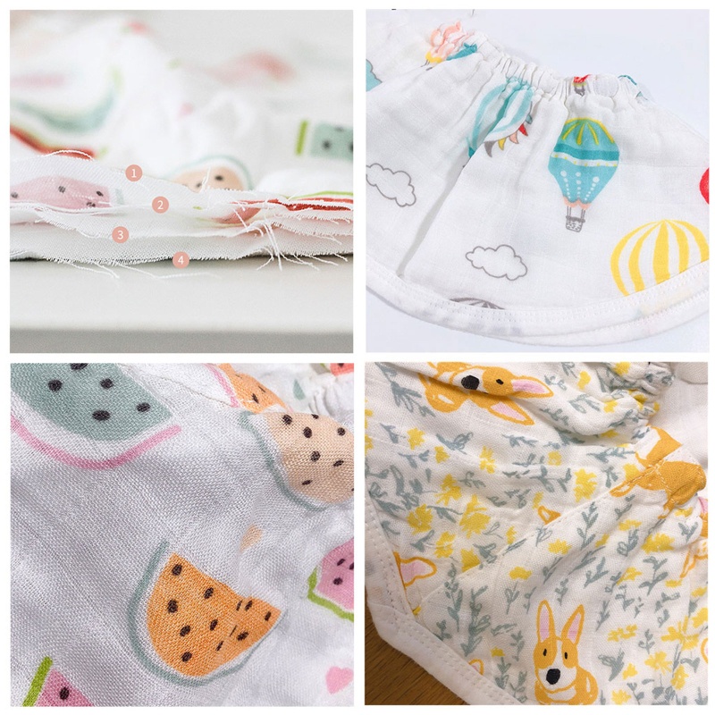 Yếm Ăn Cotton Thoáng Khí Xoay 360 Độ In Họa Tiết Hoạt Hình Đáng Yêu Cho Bé Mới