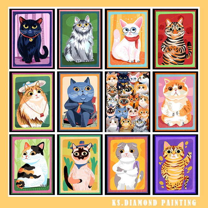Bộ tranh đính đá 5D tự làm 30X40cm hình mèo con xinh xắn