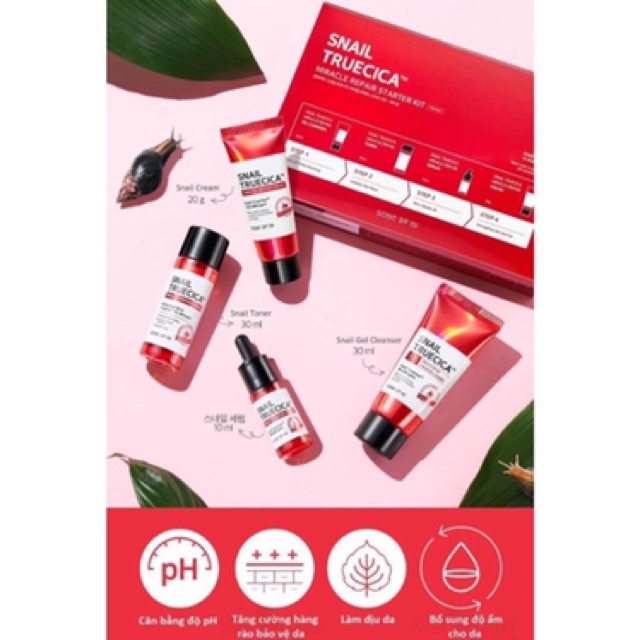 ( Sẵn Set 4 Món ) Bộ Kit Dưỡng Da Ốc Sên Some By Mi Snail Truecica Miracle Repair Starter Kit