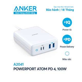 Sạc ANKER PowerPort Atom PD 4 100W 2 cổng PD và 2 cổng PIQ - A2041
