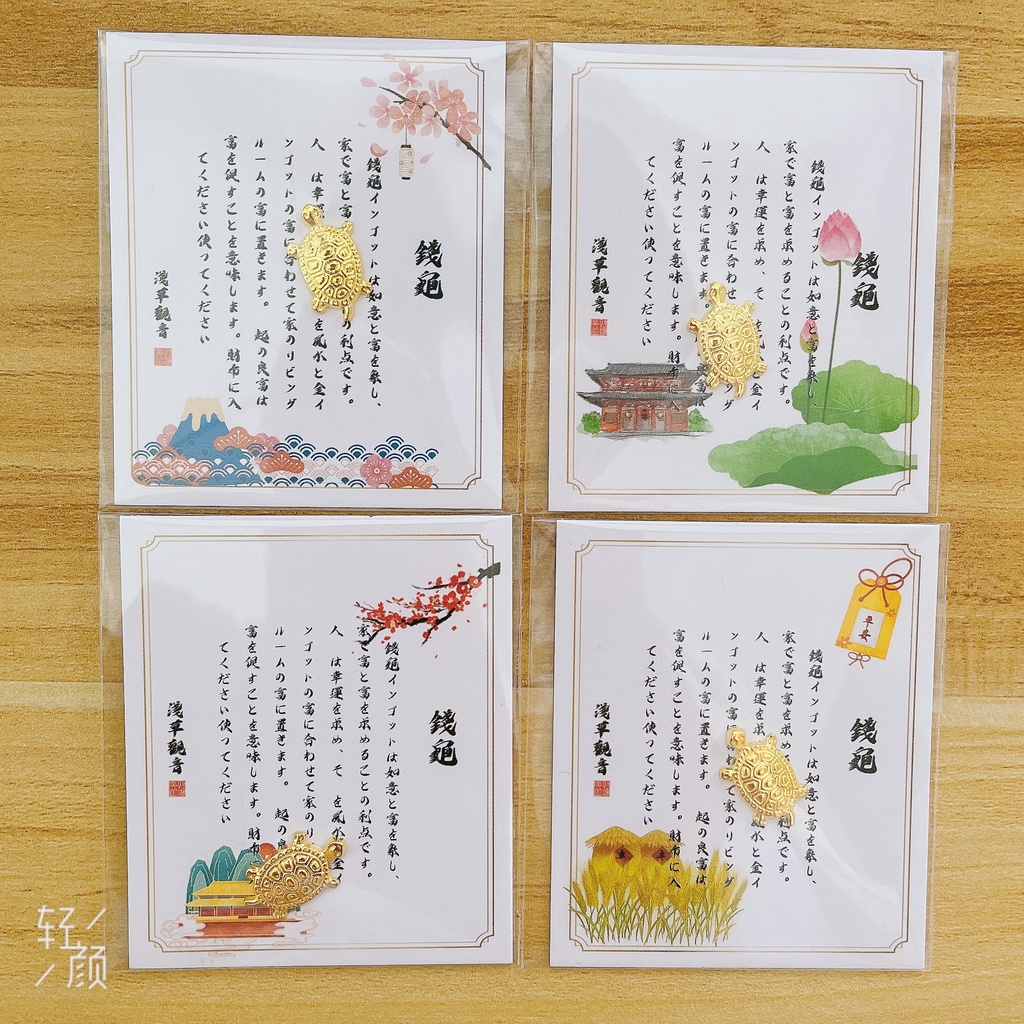 Ví Nhỏ Hình Rùa May Mắn Màu Vàng / Bạc Phong Cách Nhật Bản Dùng Làm Quà Tặng May Mắn