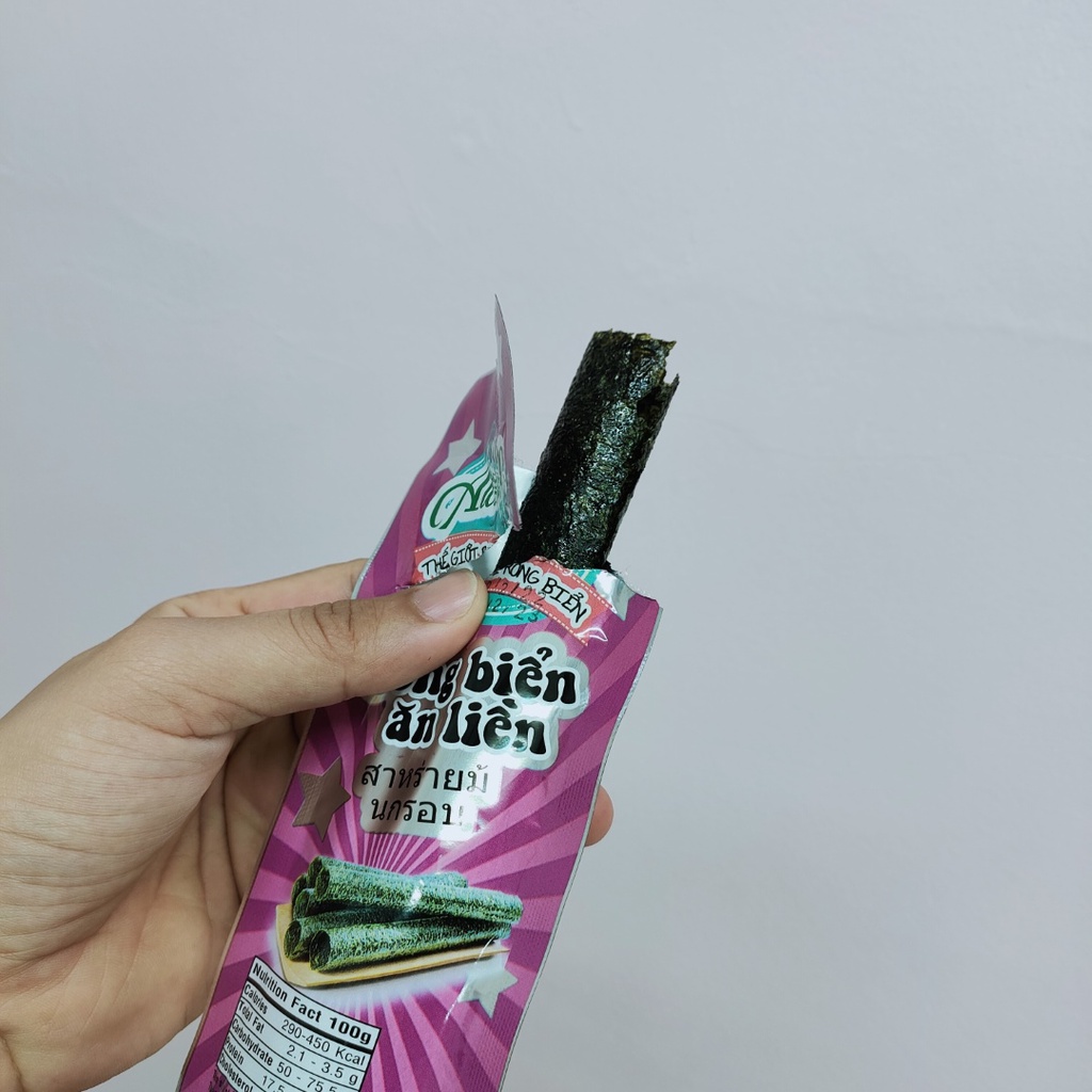 Bịch 10 gói Snack Rong Biển ăn liền Aladdin dạng ống và dạng lá các vị BBQ Tôm Mực Cay Bò Khô Truyền Thống