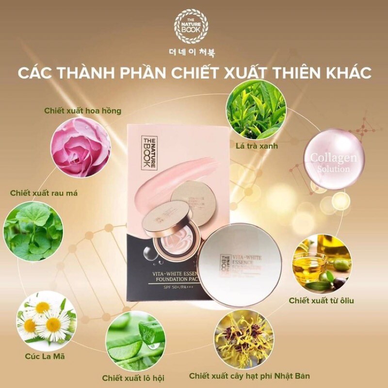 Phấn Tươi The nature Book 2 Lõi Có serum dưỡng da Dưỡng ẩm Kiềm Dầu chống Nắng 30g Cho Mọi loại da