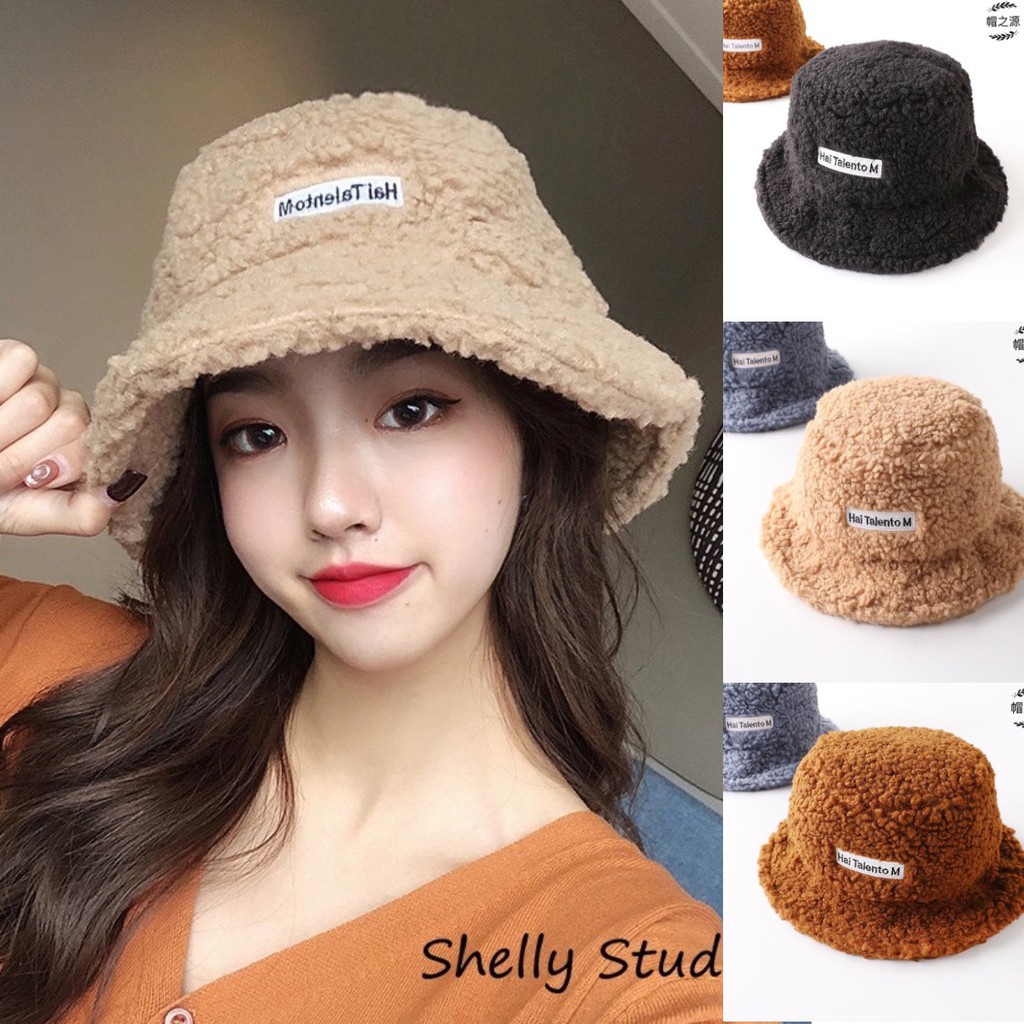 Mũ bucket lông cừu phong cách hàn quốc 2021 chất dày