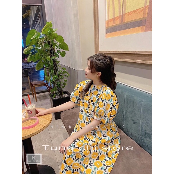 Váy Suông Thô Hoa Nhí Vàng Cực Xinh