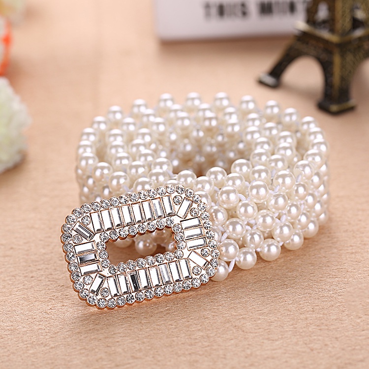 Thắt Lưng Đính Ngọc Trai Co Giãn Sang Trọng Dành Cho Nữ