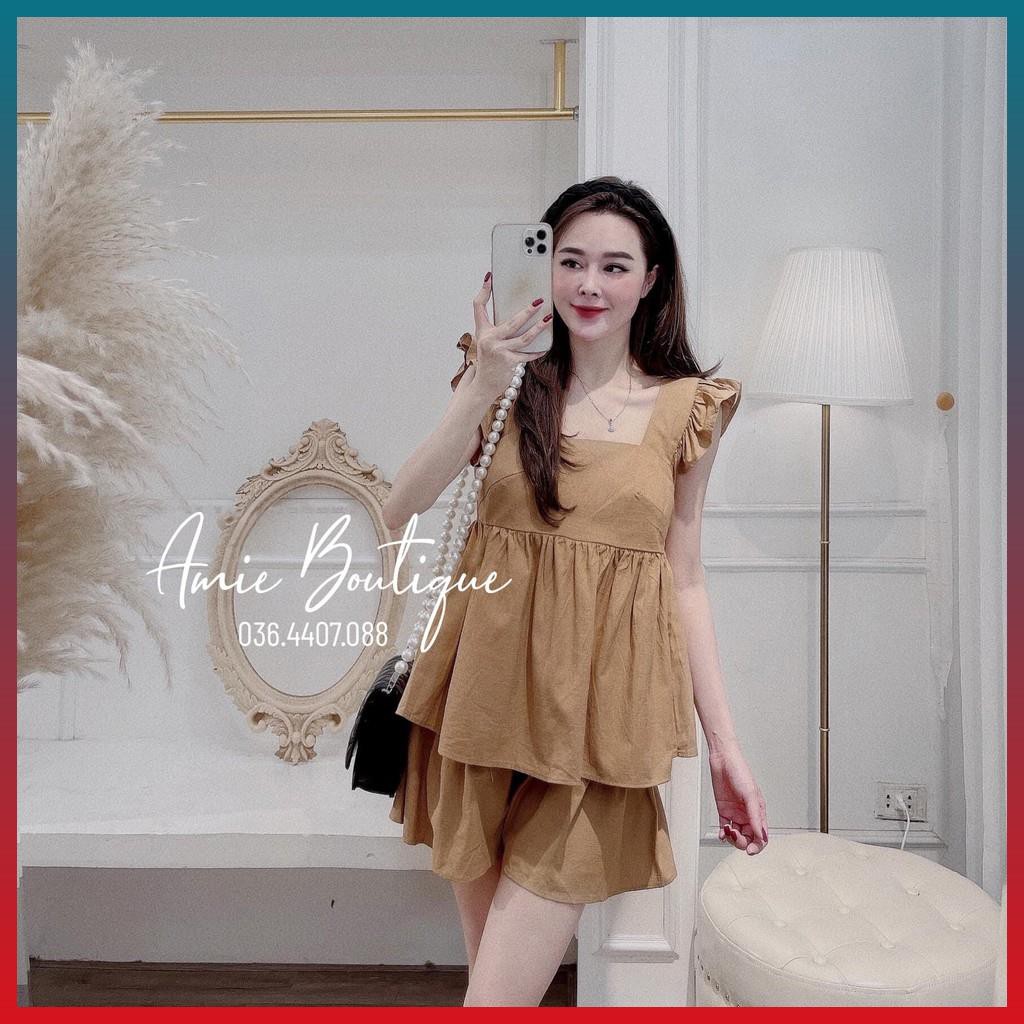 Set Áo Baby Doll Cánh Tiên Phối Chân Váy Set Áo Kiểu Ulzzang Cổ Vuông Đũi Cánh Tiên Điệu Đà Xinh Xắn | BigBuy360 - bigbuy360.vn