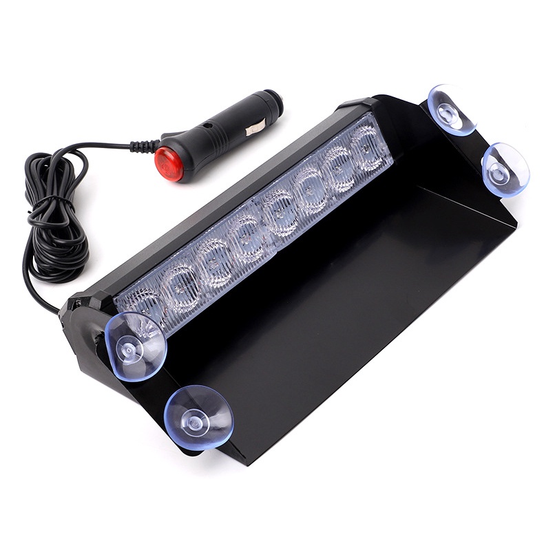 Đèn chớp Police xanh đỏ 12V 8W 8 LED gắn kính lái cho xe cảnh sát, xe ưu tiên