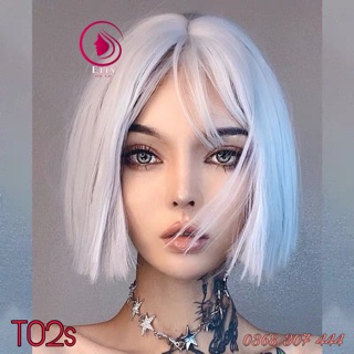 Tóc Giả Nguyên Đầu Màu Bạch Kim - Tóc Giả Sợi Tơ Siêu Cấp Mẫu Cosplay
