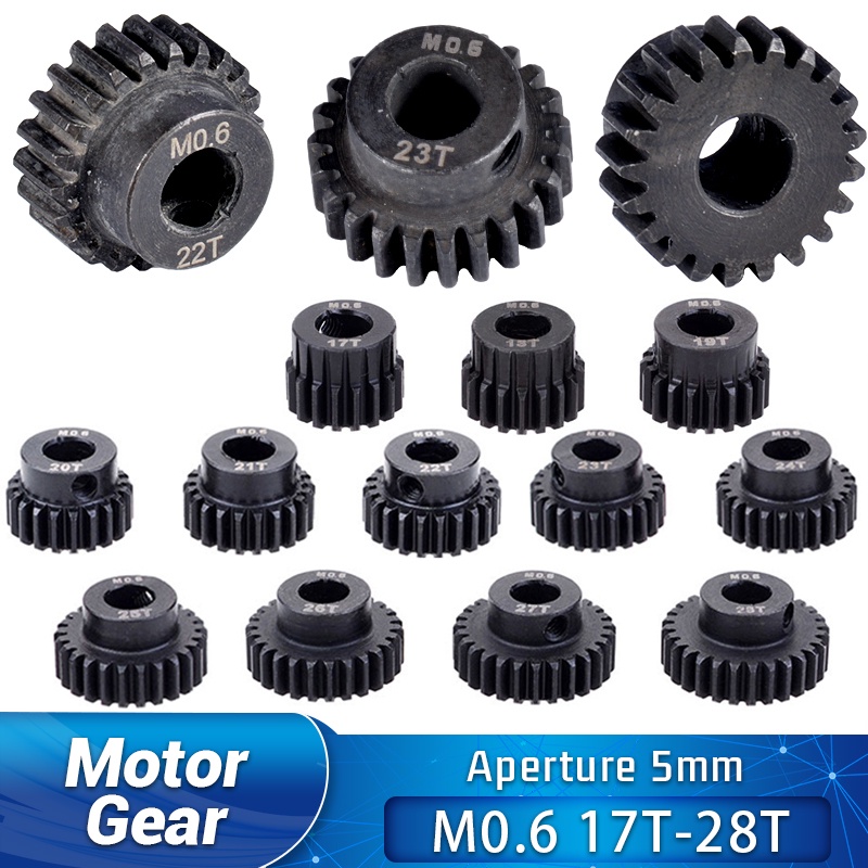 Bánh Răng Kim Loại M0.6 5mm 17T 18T 19T 20T 21T 22T 24T 26T 28T Cho Mô Hình Xe 1 / 10 RC