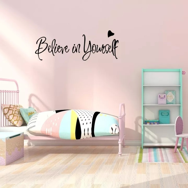 Sticker Dán Tường Trang Trí Phòng Khách Phòng Ngủ 20*56cm &quot;Believe On Yourself&quot;