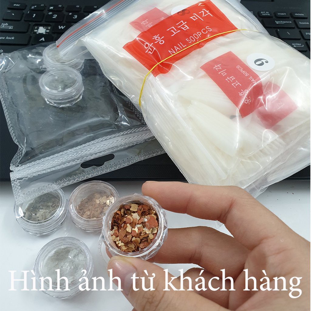 Set 6 nhũ vụn ngũ cốc nail trang trí móng tay đắp gel ẩn theo phong cách Hàn Nhật