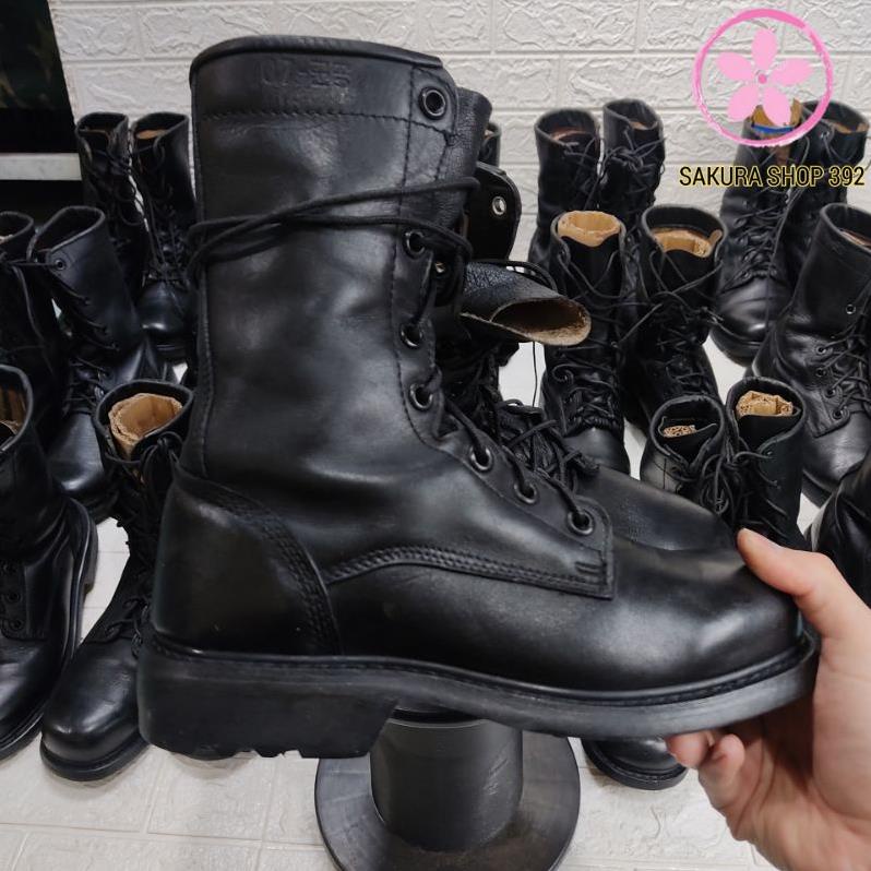 Boot lính cổ cao da bò Hàn Quốc - Giày ghệt cổ cao vải bạt hoạ tiết Digital .