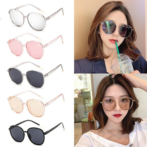 Kính mát chống tia UV400 tròng kính tròn màu kẹo ngọt phong cách Hàn Quốc thời trang cho nữ