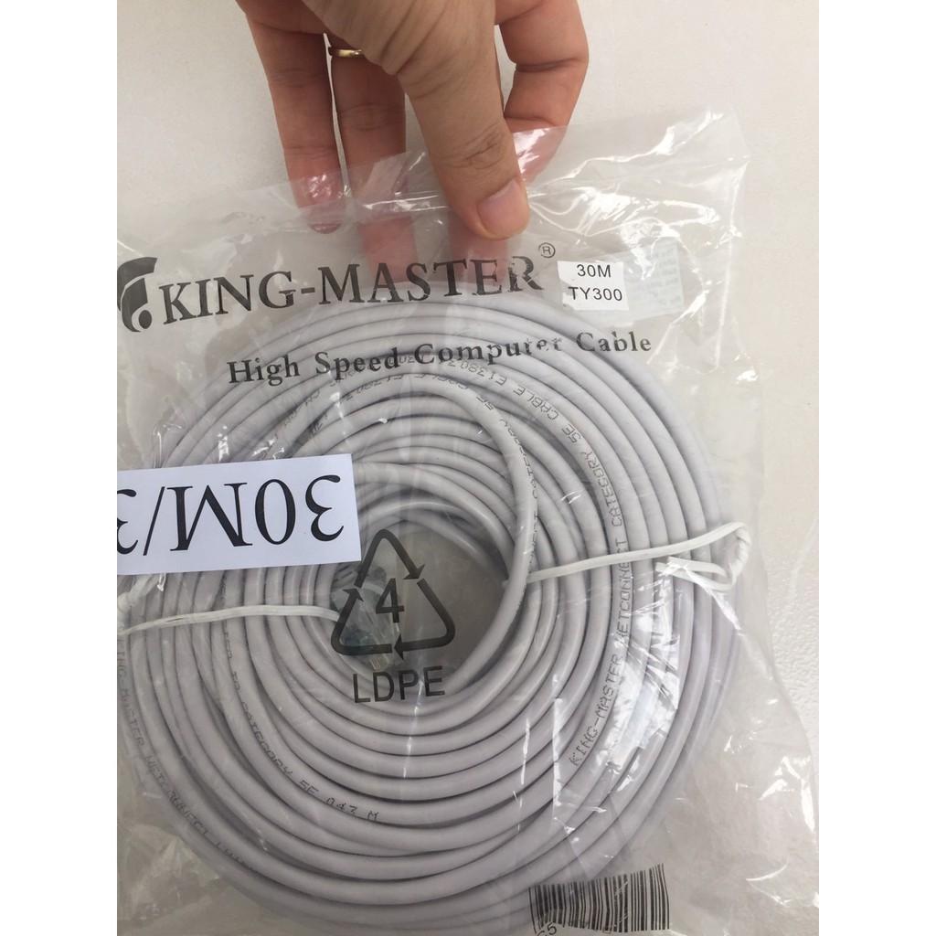 Cáp mạng 30M UTP CAT 5E King-Master High Speed trắng - Hãng phân phối