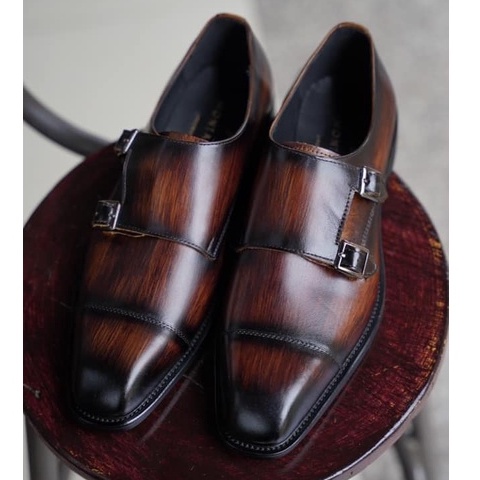Giày tây nam công sở cao cấp đế phíp da bò thật bảo hành 1 năm kiểu dáng Double Monkstrap - Mã T157