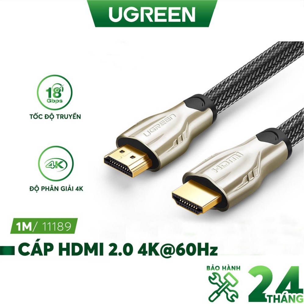 HOT- Dây HDMI 1.4 thuần đồng 19+1 đầu hợp kim, cáp bọc lưới, dài từ 1-15m UGREEN HD102 có 2 dạng dây dẹt và tròn