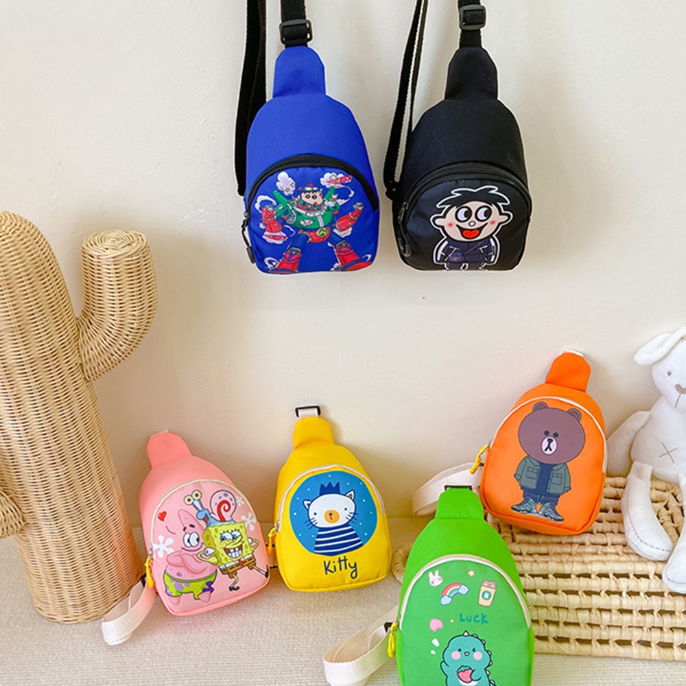 1 Túi Đeo Chéo Ngực Mini Họa Tiết Hoạt Hình Spongebob Dễ Thương Cho Bé Trai Và Gái
