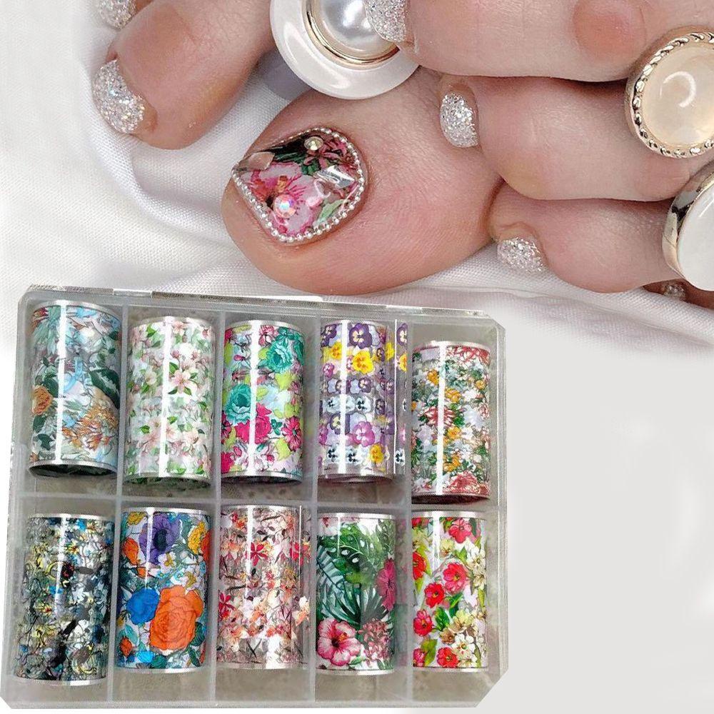 Miếng Dán Trang Trí Móng Tay In Hoa Nhiều Màu Thời Trang