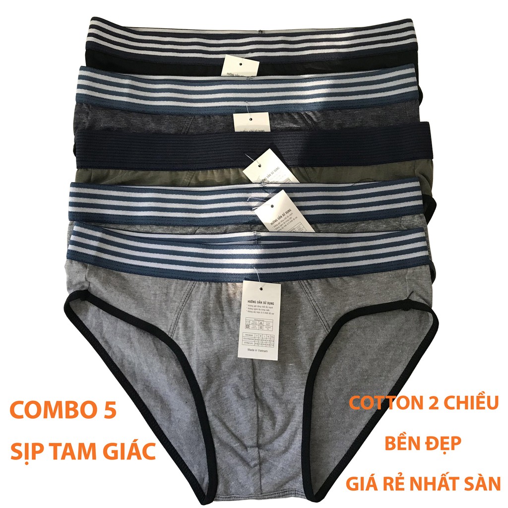 Combo 5 cái quần lót tam giác vải cotton thoáng mát 2 chiều giá tận xưởng