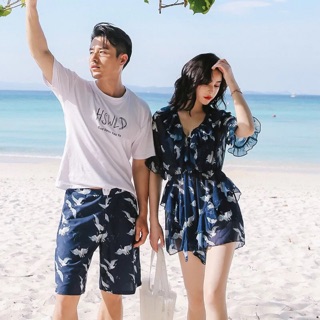Bikini Đôi Hoạ Tiết Xanh Dương Đi Biển