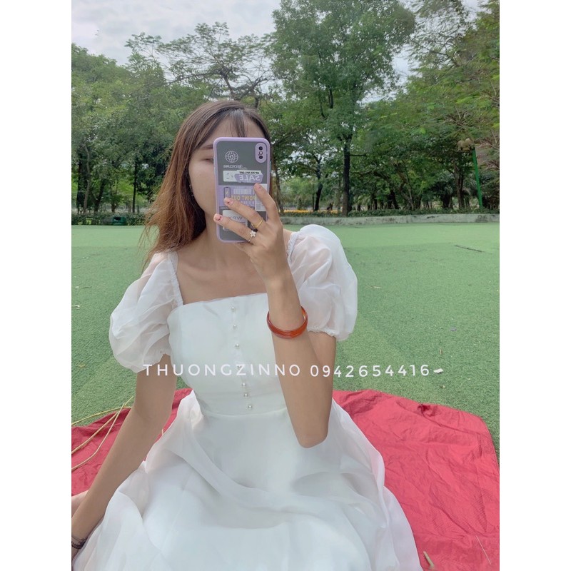 [Ảnh thật/Video] Đầm trắng đính hạt ngọc thiết kế dự tiệc Váy trắng công chúa mặc được 2 kiểu | BigBuy360 - bigbuy360.vn
