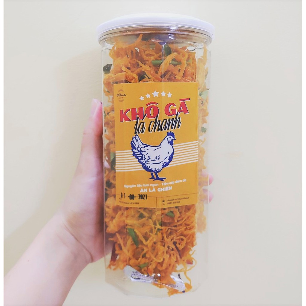 Khô gà lá chanh hũ PET 300g đồ ăn vặt VITUS | BigBuy360 - bigbuy360.vn