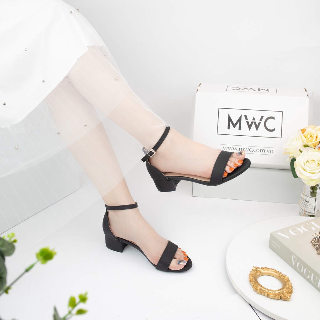 Giày Cao Gót thời trang MWC sandal cao gót công sở quai ngang đế vuông hở mũi 3CM NUCG-3957