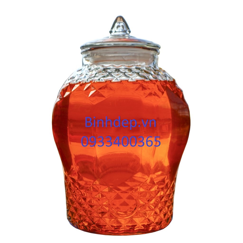 Bình thuỷ tinh ngâm rượu 10 lít kiểu dáng kim cương