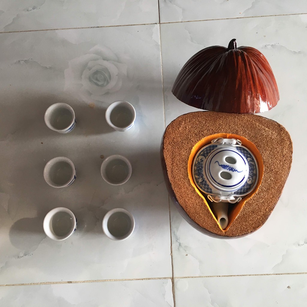 Combo vỏ bình trà bằng trái dừa và bình tích hàng đẹp- Trọng Thu Shop