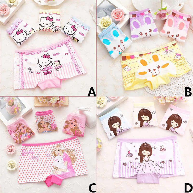Set 4 quần lót boxer in hình hello kitty cho bé gái