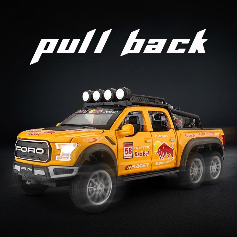 Mô Hình Xe Hơi Ford Raptor Bằng Hợp Kim Tỉ Lệ 1: 28 Có Đèn Và Nhạc