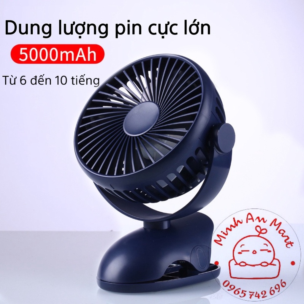 Quạt kẹp xe đẩy, kẹp bàn pin 10.000mah cao cấp bảo hành 12 tháng