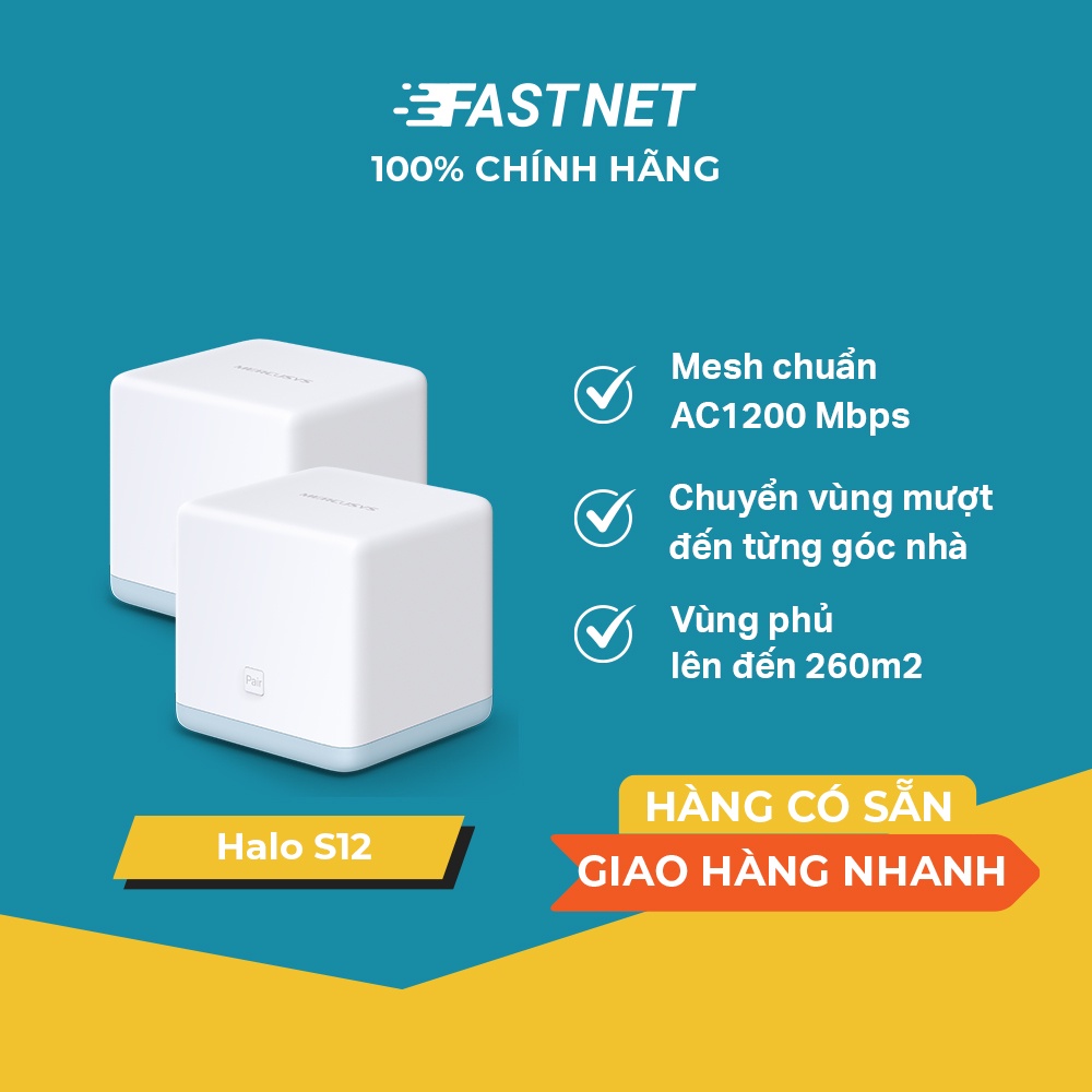 Hệ Thống Wifi Mesh Mercusys Halo S12 Chuẩn AC1200 Dành Cho Gia Đình