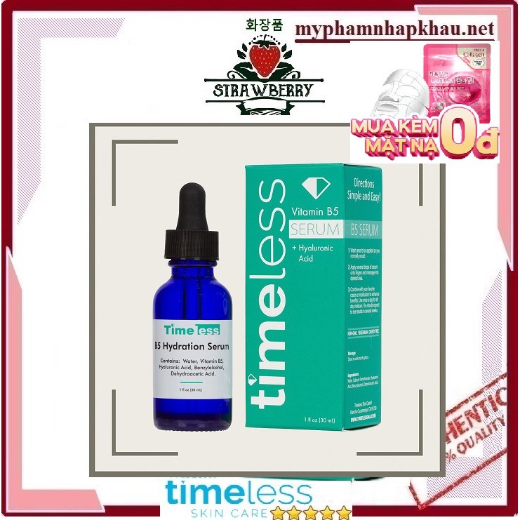 [MẪU MỚI] Tinh Chất Cấp Ẩm Và Phục Hồi Da Timeless - Vitamin B5 + Hyaluronic Acid (Tặng nạ)