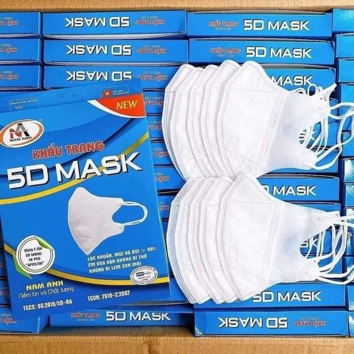 Khẩu trang y tế 5D MASK MÀU TRẮNG - Quai Thun - kháng khuẩn Famapro (Nam Anh)