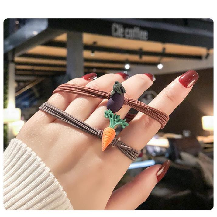 Dây Buộc Tóc SOLANO Dây Cột Tóc Hàn Quốc Nhiều Màu Chất Liệu Thun Buộc Tóc Hình Củ Quả Xinh Xắn Cho Nữ FA-001236