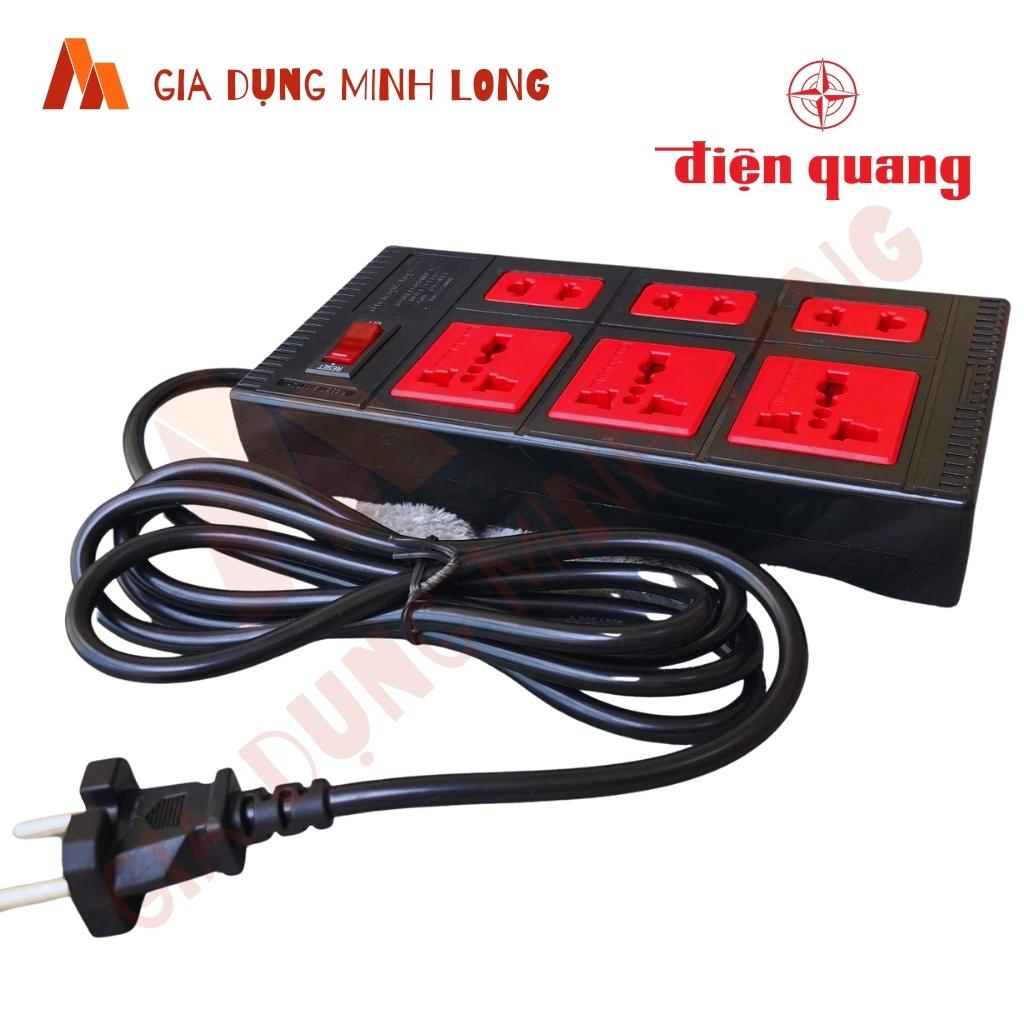 Ổ cắm 6 lỗ đa năng chịu tải Điện Quang ECO ĐQ ESK 6ECO - Ổ cắm liền dây 2 mét, 5 mét chịu tải 2 màu đen; trắng