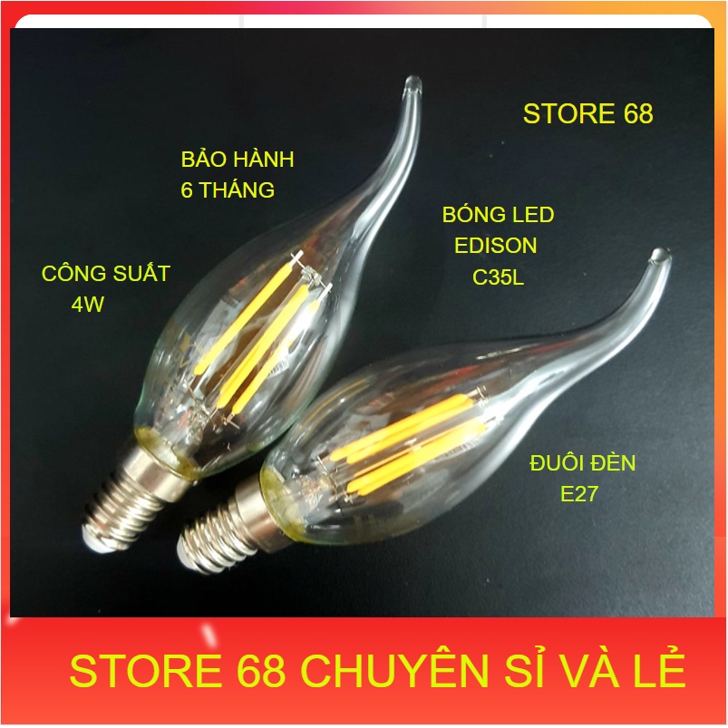BÓNG ĐÈN TRANG TRÍ C35L EDISON ÁNH SÁNG VÀNG, TIẾT KIỆM ĐIỆN, SIÊU ĐẸP, 4W