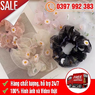 [TRỢ GIÁ SHIP] Dây Cột Tóc Scunchies Vải Hình Hoa Cúc Thời Trang Hàn Quốc - Dây Buộc Tóc Vải Cho Nữ