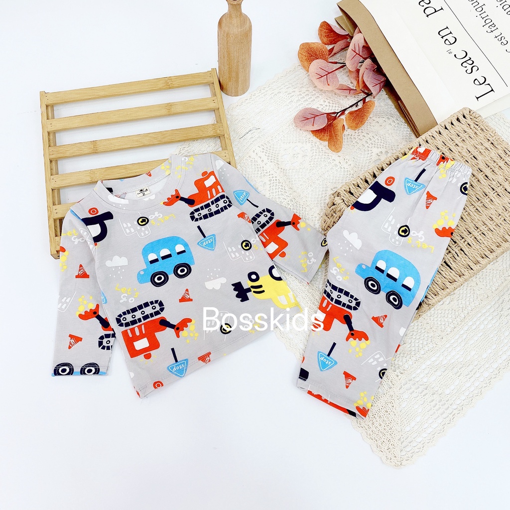 Bộ Dài Tay Hoạ Tiết Cao Cấp Thu Đông 2023 Cho Bé Trai, Bé Gái 7-18kg Chất Cotton 4 chiều mềm mịn