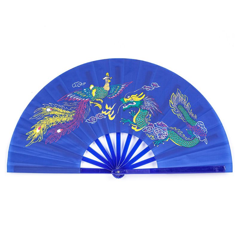 Quạt xếp cầm tay bằng nhựa in hình rồng/ phượng hoàng phong cách Trung Hoa