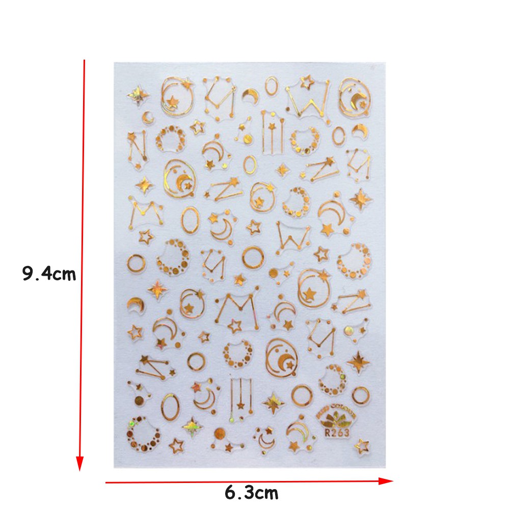 [Hàng mới về] Miếng dán móng tay trang trí họa tiết ngôi sao mặt trăng 3D