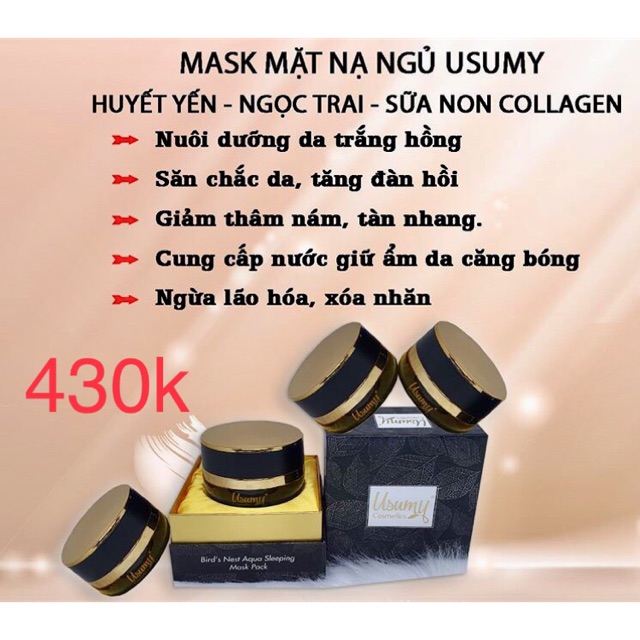 🌿Mask mặt nạ ngủ USUMI : HUYẾT YẾN- NGỌC TRAI - SỮA NON COLLAGEN🌿