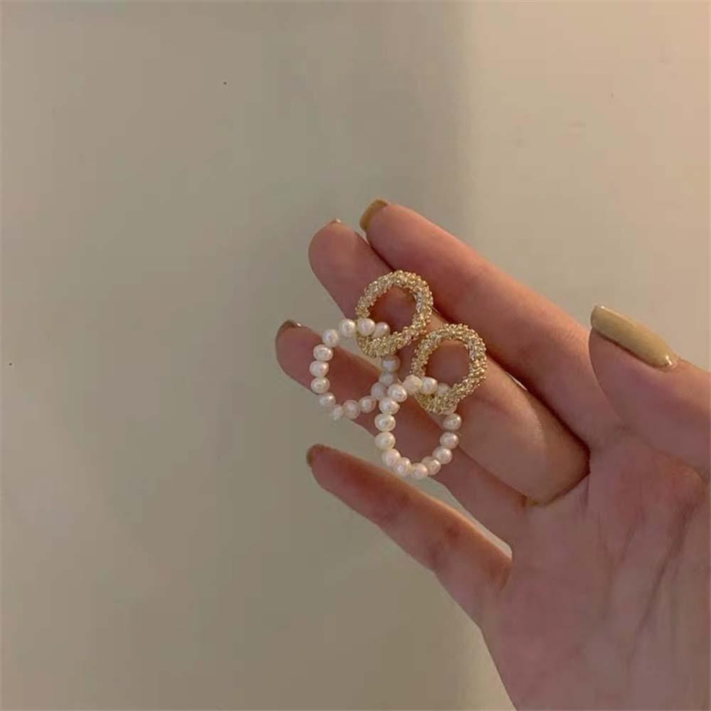 MOCHO Bông Tai Mạ Bạc Đính Ngọc Trai Đơn Giản Thời Trang Phong Cách Hàn Quốc Cho Nữ