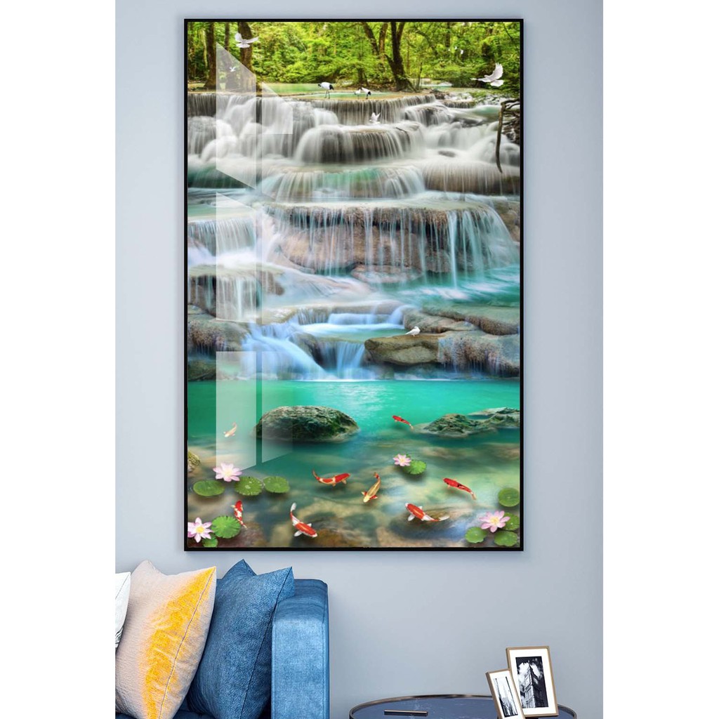 Tranh treo tường hiện đại phong cảnh thác nước thiên nhiên chất liệu bóng kính hoặc vải canvas ZTU_261769