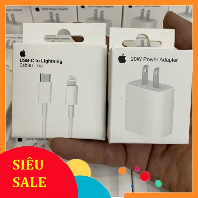 Bộ sạc nhanh iphone 18W Bộ sạc nhanh iphone công nghệ PD + Cáp Type-C to Lightning cho IP 5/6/7/8/X/11/12