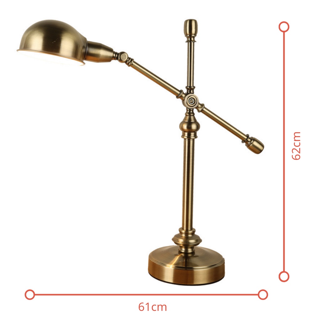 Đèn Làm Việc Cổ Điển Cao Cấp mạ đồngtheo phong cách Châu Âu Model 3005 thân kim loại chắc chắn, bền bỉ