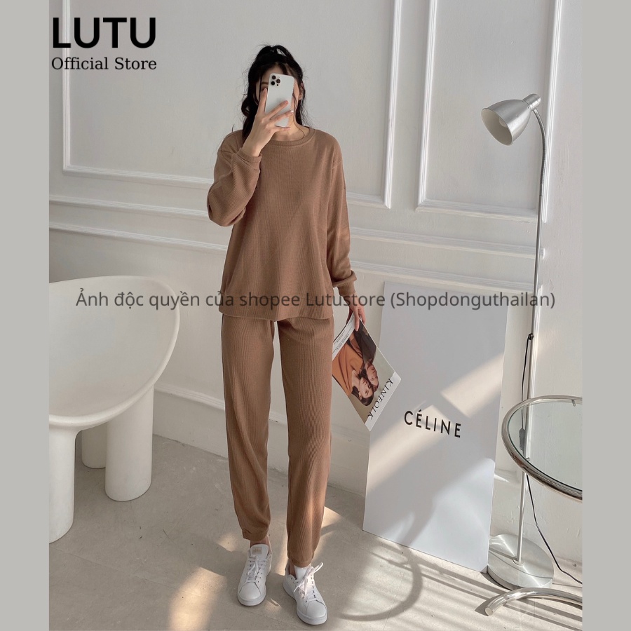 Set Bộ Nỉ Hạt Gạo Áo Sweater Phối Quần Bomber Bo Gấu Phong Cách Thể Thao